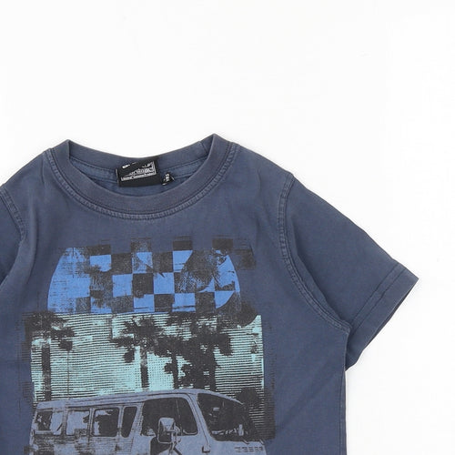 Animal Boys Blue Polyester Basic T-Shirt Size 5-6 Years Round Neck Pullover - Camper Van