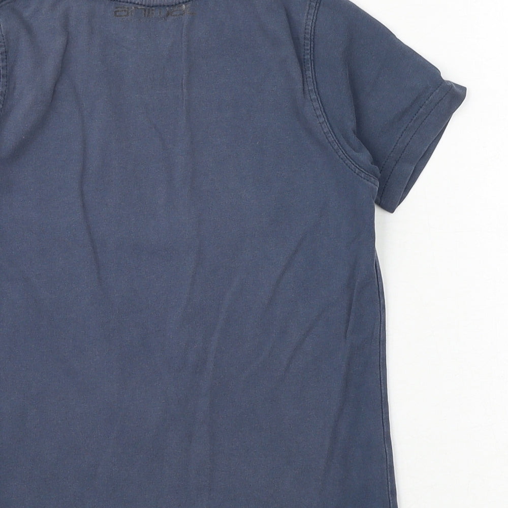 Animal Boys Blue Polyester Basic T-Shirt Size 5-6 Years Round Neck Pullover - Camper Van