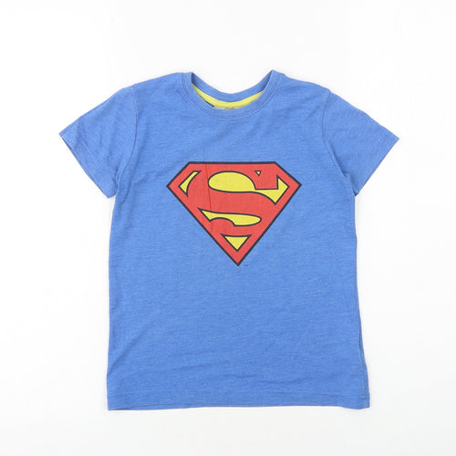 NEXT Boys Blue Cotton Basic T-Shirt Size 4-5 Years Round Neck Pullover - Superman