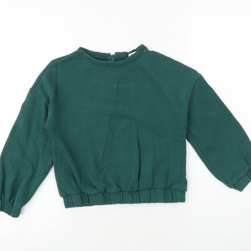 NEXT Girls Green Cotton Pullover Sweatshirt Size 8 Years Button