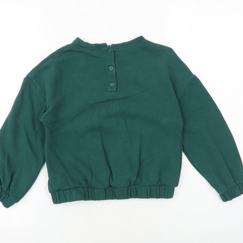 NEXT Girls Green Cotton Pullover Sweatshirt Size 8 Years Button