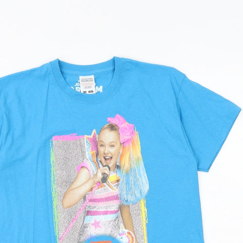 Nickelodeon Girls Blue Polyester Basic T-Shirt Size 10-11 Years Round Neck Pullover - Jojo Siwa D.R.E.A.M Tour