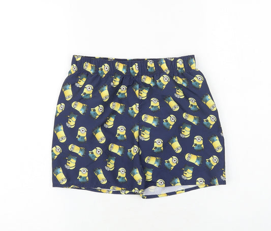 Despicable Me Boys Blue Geometric Polyester Sweat Shorts Size 9-10 Years Regular - Minions