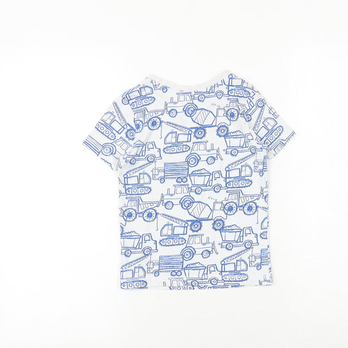 George Boys Blue Geometric 100% Cotton Basic T-Shirt Size 5-6 Years Round Neck Pullover - Digger