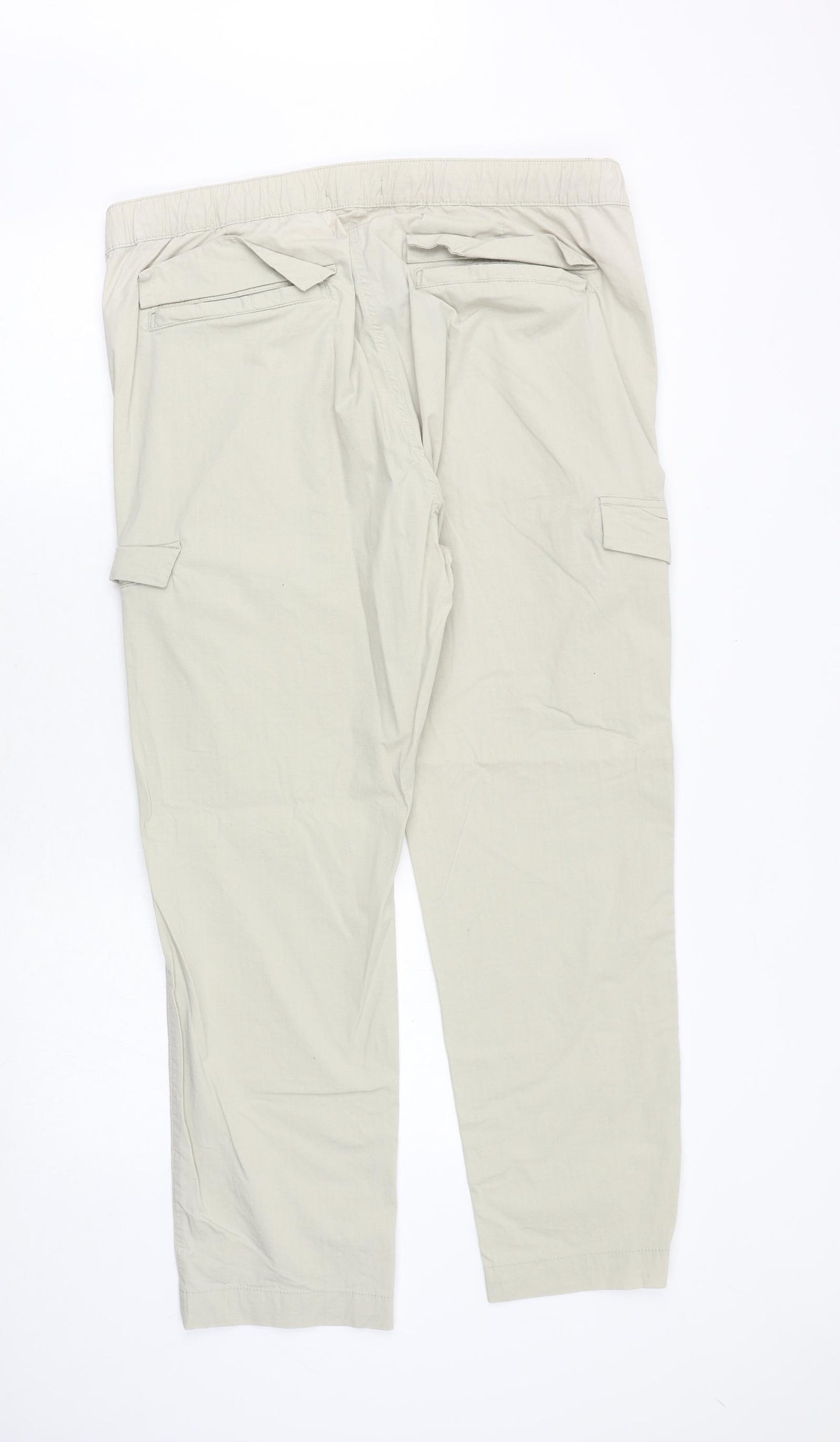 celio* Womens Beige Cotton Cargo Trousers Size XL Regular Drawstring