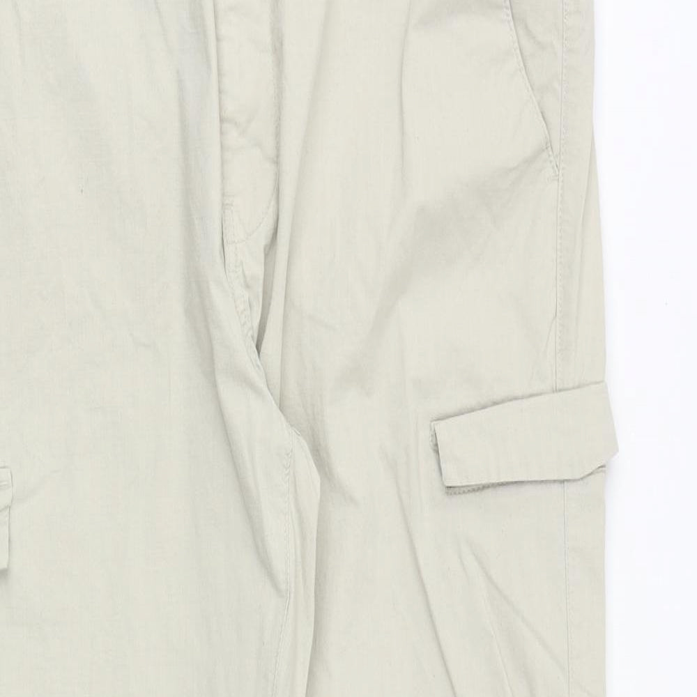 celio* Womens Beige Cotton Cargo Trousers Size XL Regular Drawstring