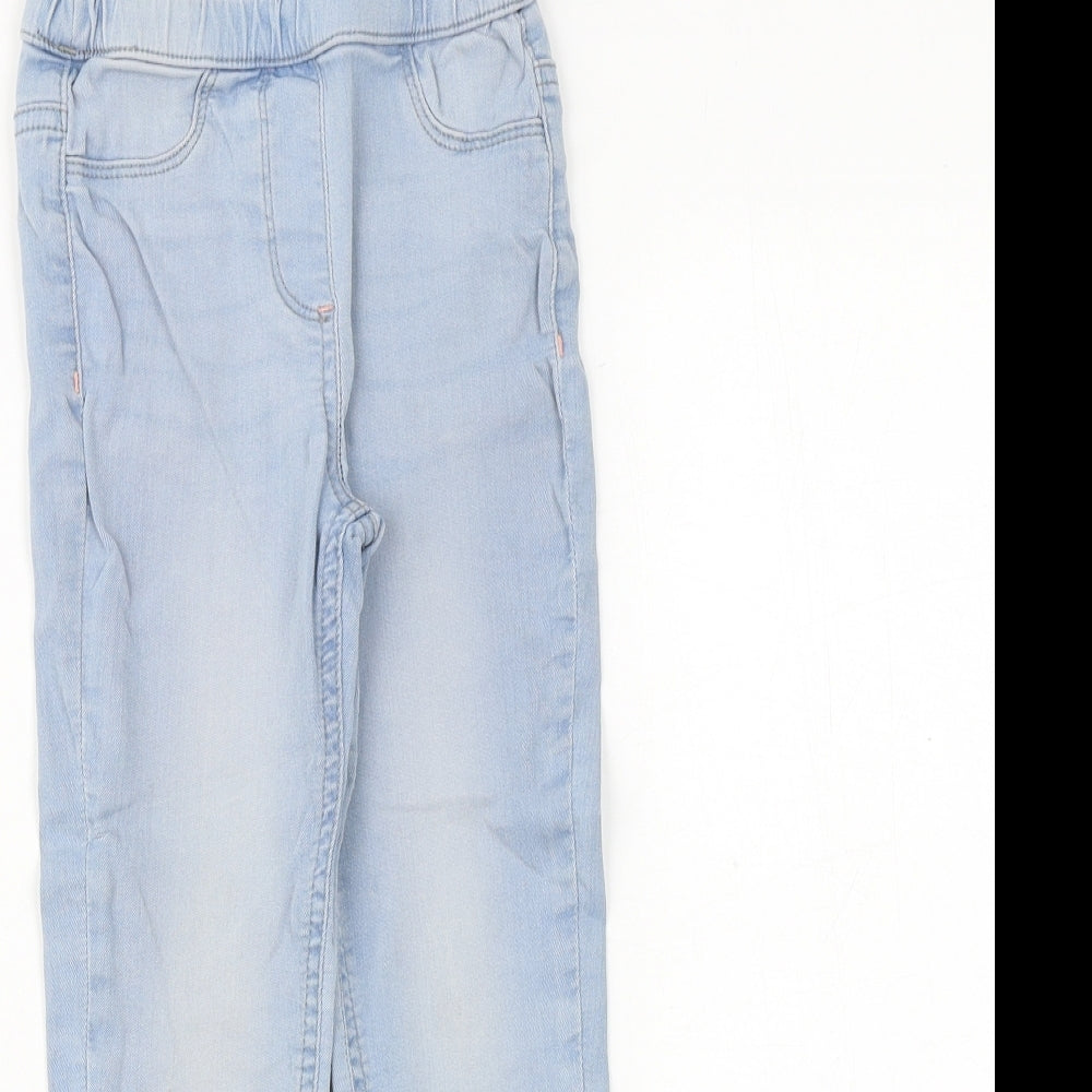 Matalan Girls Blue Cotton Skinny Jeans Size 6 Years Regular Pullover