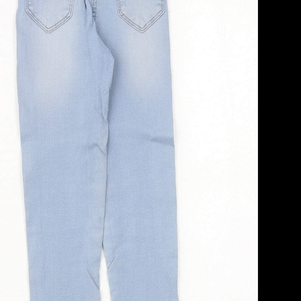 Matalan Girls Blue Cotton Skinny Jeans Size 6 Years Regular Pullover