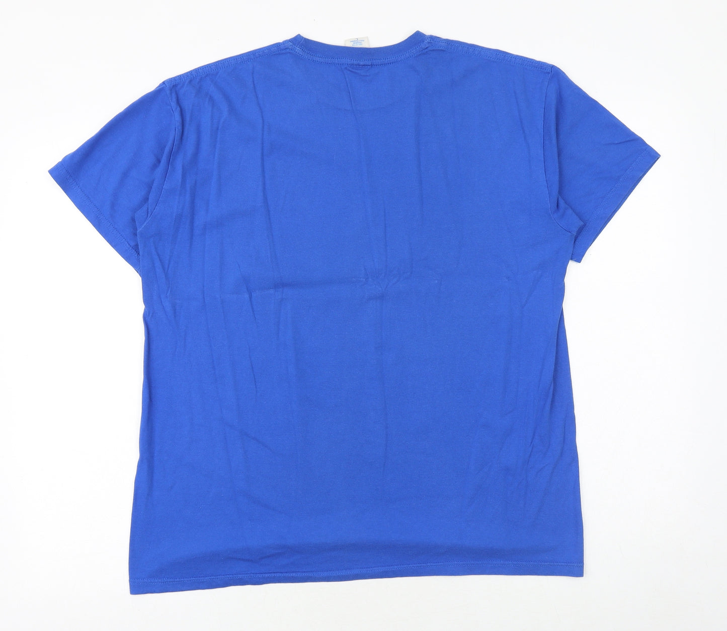 Gildan Mens Blue Cotton T-Shirt Size L Round Neck - Cali Dreaming