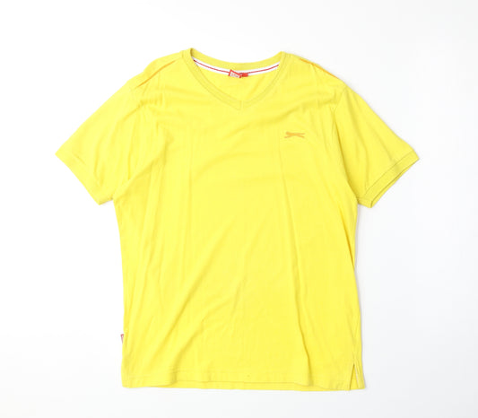 Slazenger Boys Yellow Polyester Basic T-Shirt Size 13 Years V-Neck Pullover