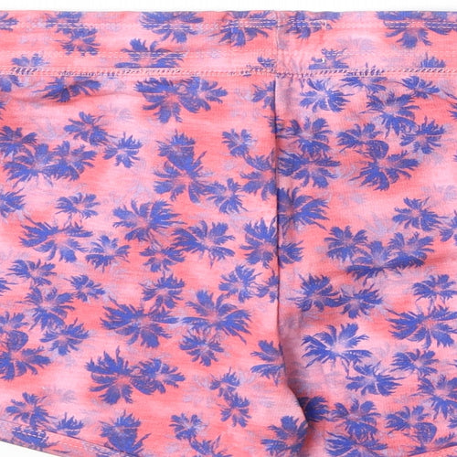 F&F Womens Pink Floral Polyester Hot Pants Shorts Size 12 Regular Pull On