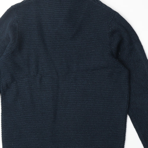 NEXT Mens Blue V-Neck Acrylic Pullover Jumper Size M Long Sleeve
