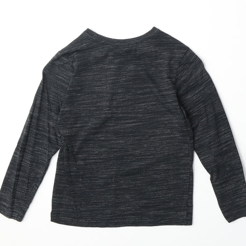 George Boys Black Cotton Basic T-Shirt Size 6-7 Years Round Neck Pullover