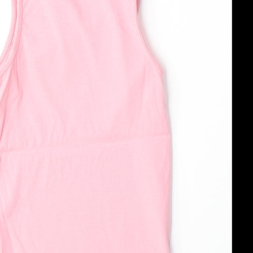 NEXT Girls Pink 100% Cotton Basic Tank Size 7 Years Round Neck Pullover