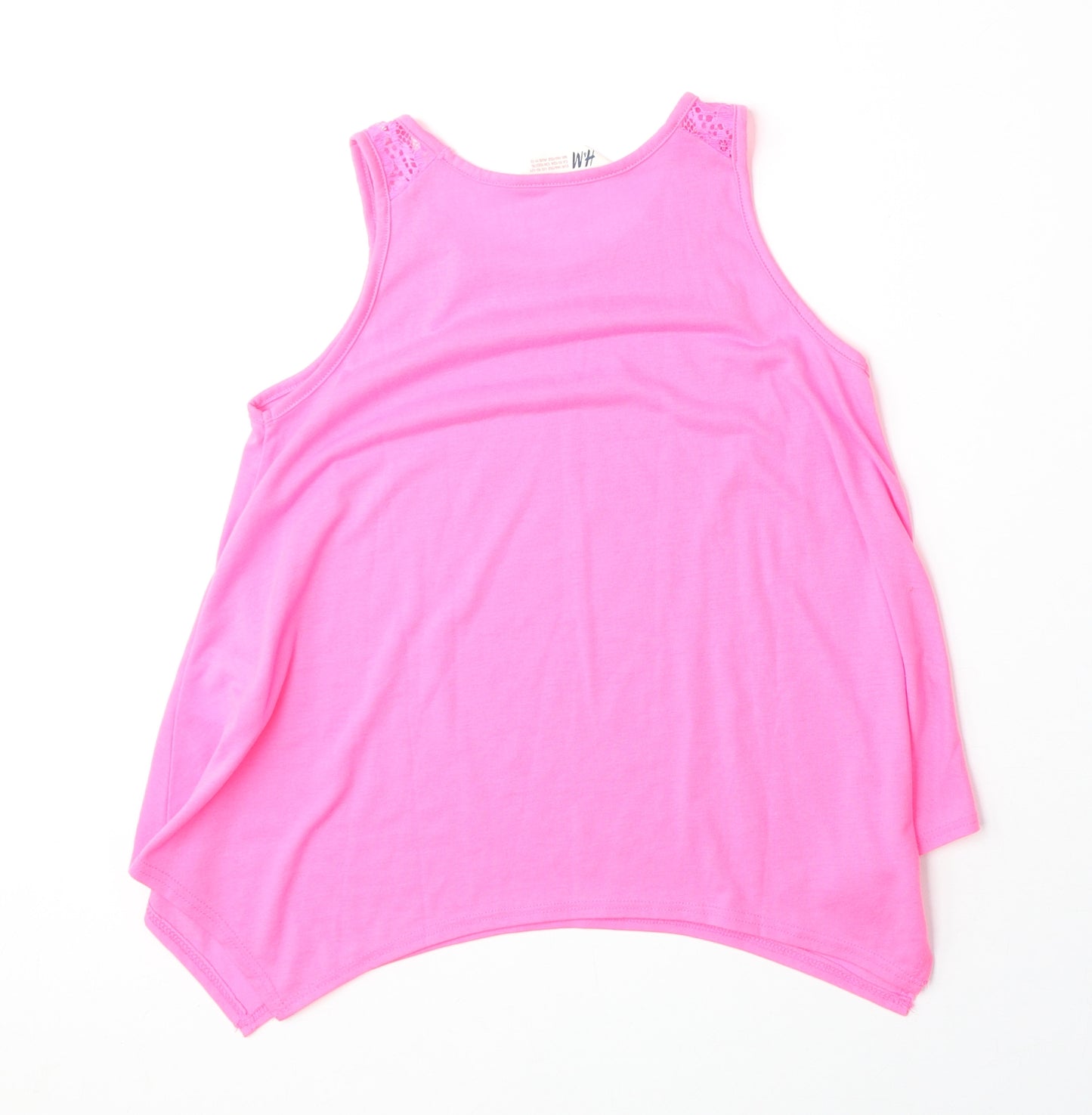 H&M Girls Pink Polyester Basic Tank Size 10-11 Years Round Neck Pullover