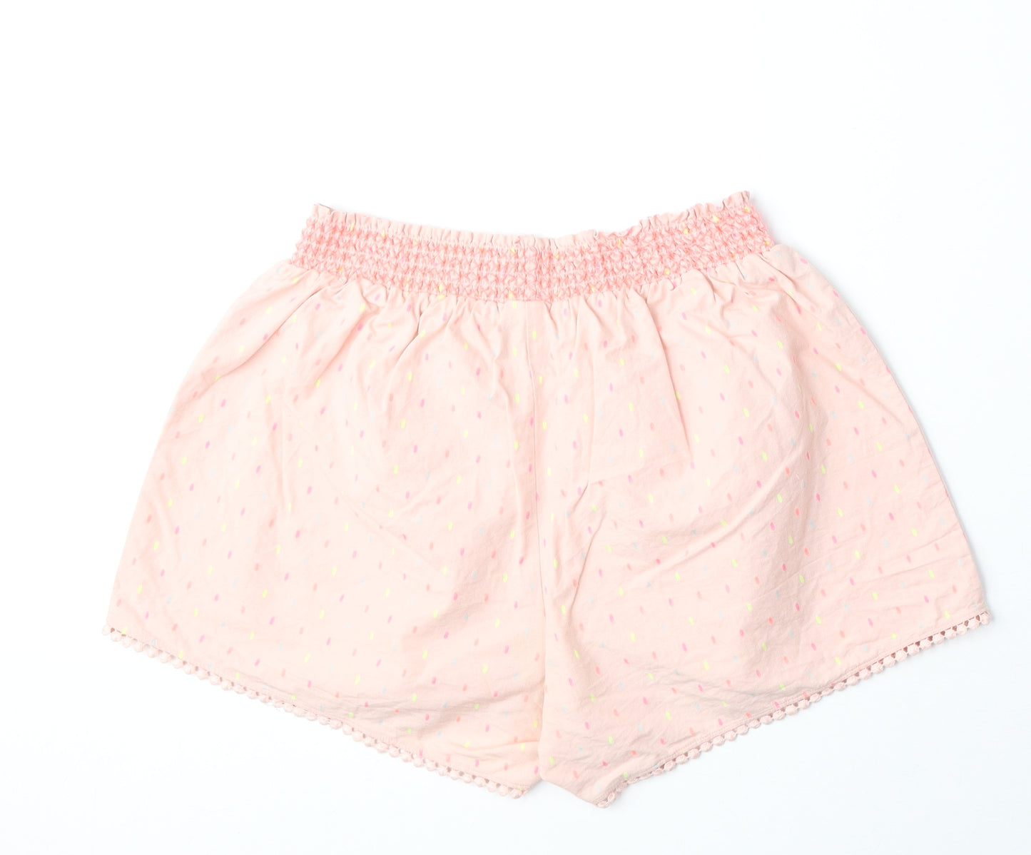 Nutmeg Womens Pink Geometric Cotton Culotte Shorts Size 12 Regular Pull On