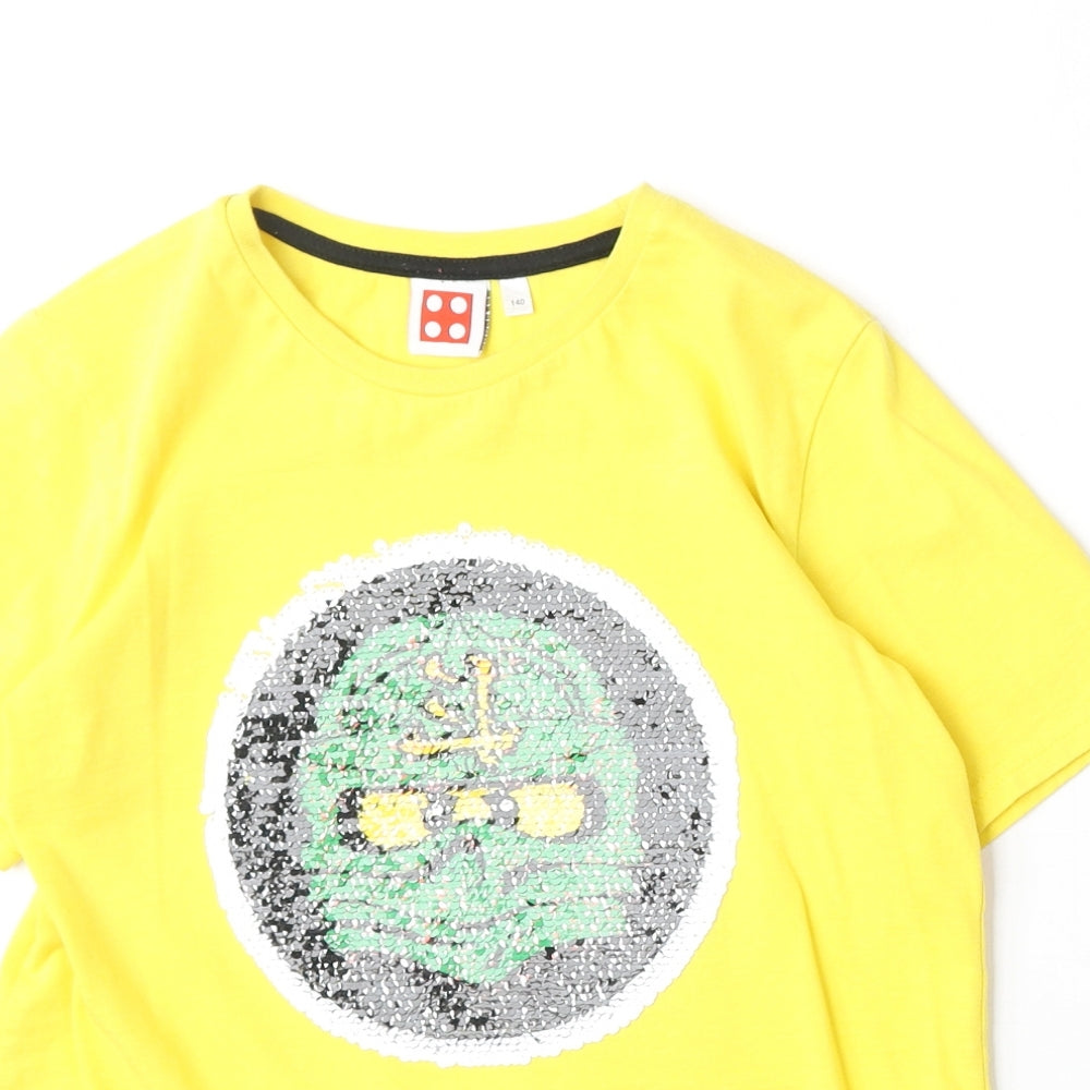 LEGO Boys Yellow 100% Cotton Basic T-Shirt Size 9-10 Years Round Neck Pullover - Ninjango
