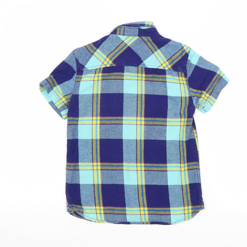 Cherokee Boys Blue Plaid 100% Cotton Basic Button-Up Size 7-8 Years Collared Button