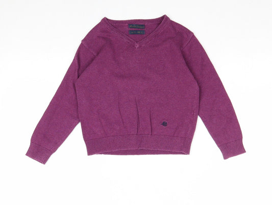 Mayoral Boys Purple V-Neck 100% Cotton Pullover Jumper Size 3 Years Pullover