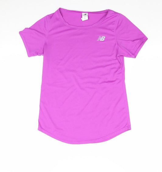 New Balance Womens Pink Polyester Basic T-Shirt Size XS Round Neck Pullover