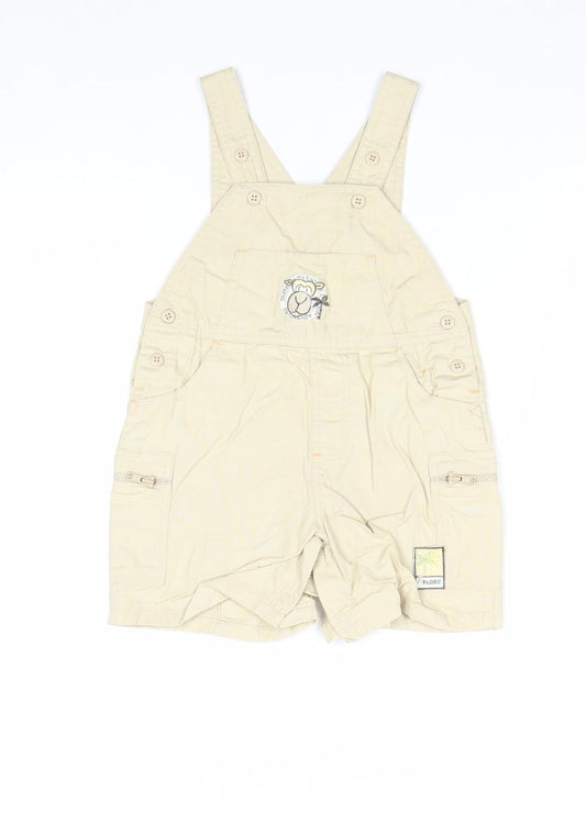 George Boys Beige 100% Cotton Dungaree One-Piece Size 6-9 Months Buckle