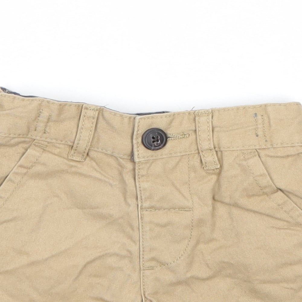 PEP&CO Boys Brown 100% Cotton Cropped Trousers Size 9-12 Months Buckle