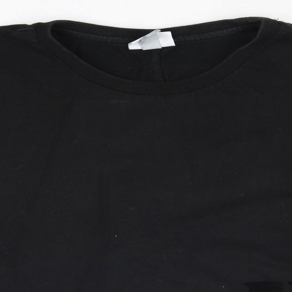 ellesse Womens Black 100% Cotton Cropped T-Shirt Size 10 Round Neck