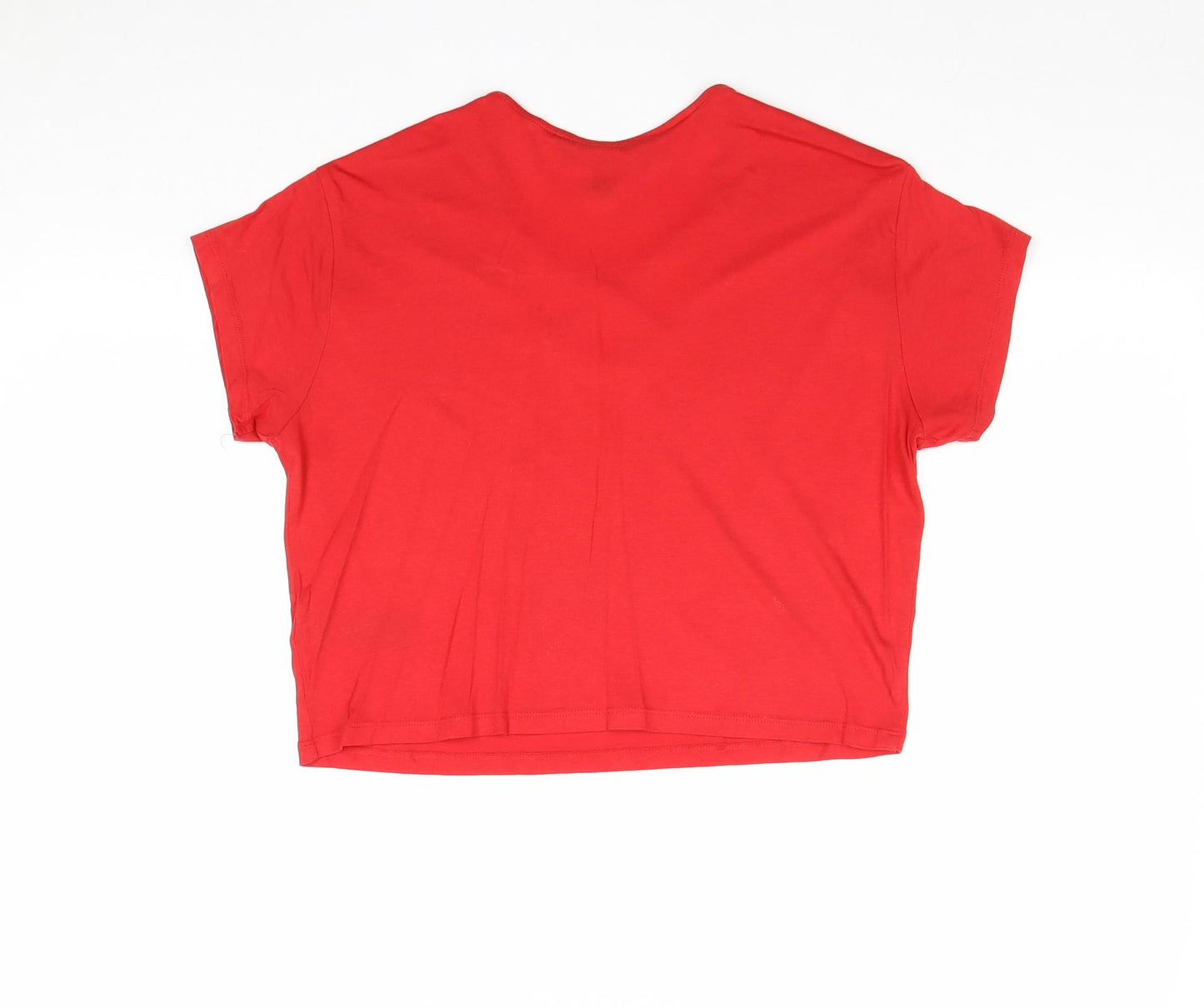 New Look Girls Red Cotton Basic T-Shirt Size 12-13 Years Scoop Neck Pullover
