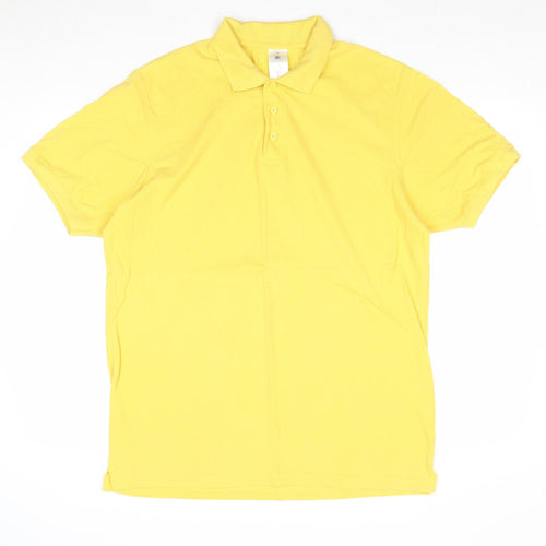B&C Mens Yellow 100% Cotton Polo Size XL Collared Button