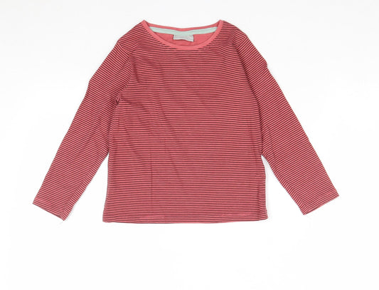 Matalan Girls Pink Striped 100% Cotton Basic T-Shirt Size 5 Years Roll Neck Pullover