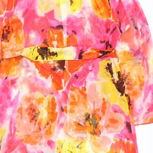 Sacred Hawk Womens Multicoloured Floral Polyester Top Robe Size S Tie