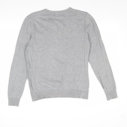 Burton Mens Grey V-Neck Cotton Pullover Jumper Size S Long Sleeve