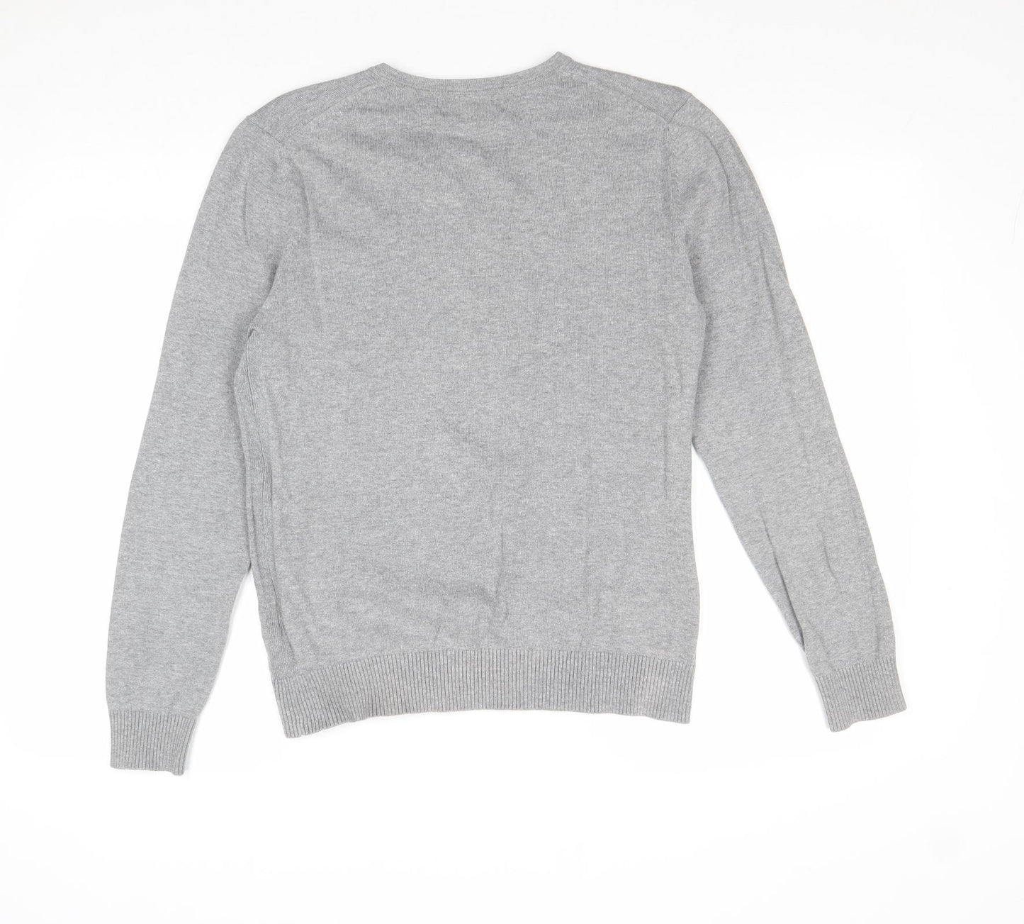 Burton Mens Grey V-Neck Cotton Pullover Jumper Size S Long Sleeve