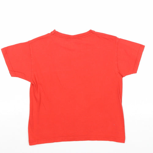 Fruit of the Loom Boys Red 100% Cotton Basic T-Shirt Size 5-6 Years Round Neck Pullover - Isle Of Man TT