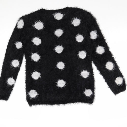 Matalan Girls Black Round Neck Polka Dot Polyamide Pullover Jumper Size 12-13 Years Pullover