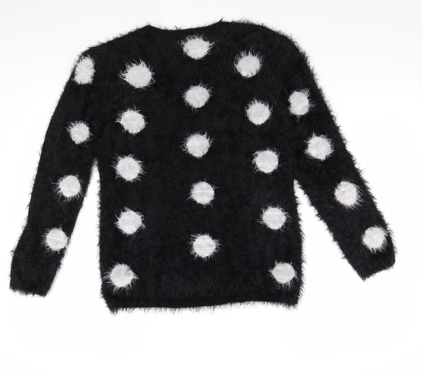 Matalan Girls Black Round Neck Polka Dot Polyamide Pullover Jumper Size 12-13 Years Pullover