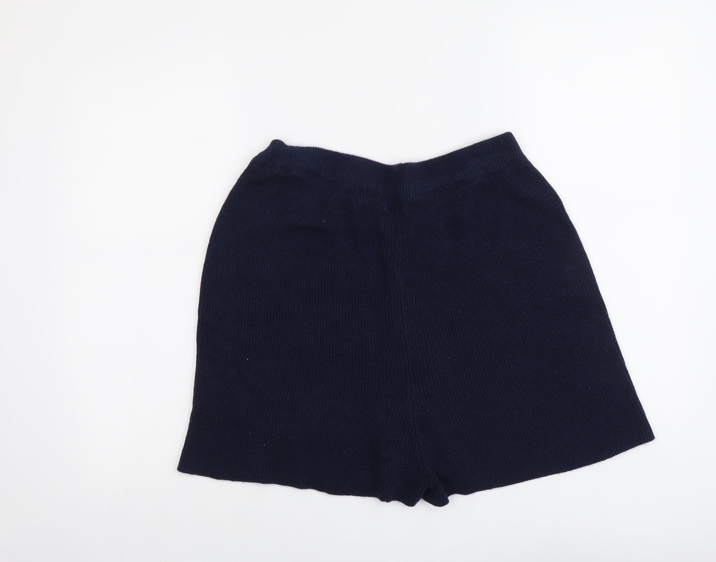 Boohoo Womens Blue Acrylic Hot Pants Shorts Size M L3 in Regular Pull On