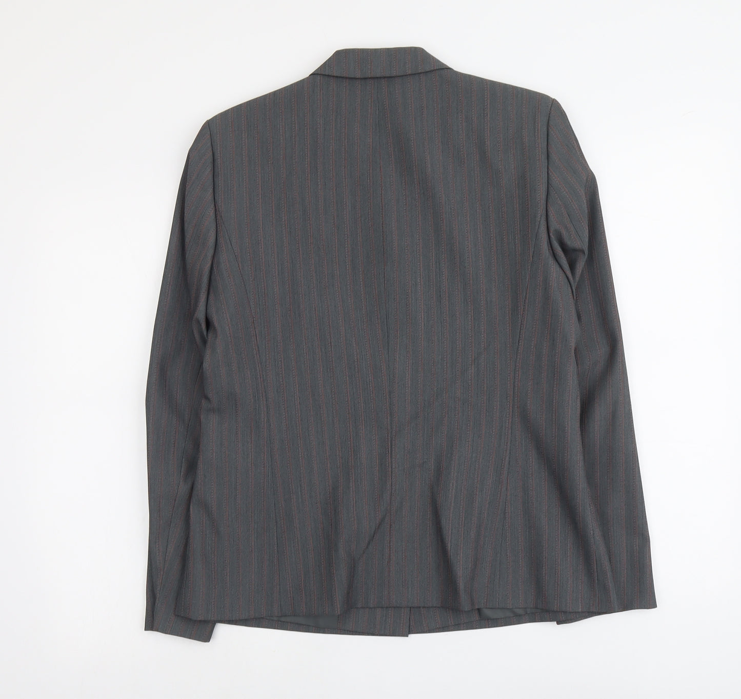 Laura Lebek Womens Grey Striped Polyester Jacket Suit Jacket Size 12