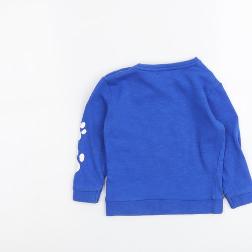 Sfera Boys Blue Cotton Basic T-Shirt Size 18-24 Months Round Neck Snap - Dog Print