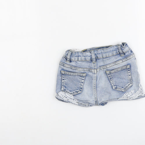 E-vie Girls Blue Cotton Hot Pants Shorts Size 6 Years Regular Snap