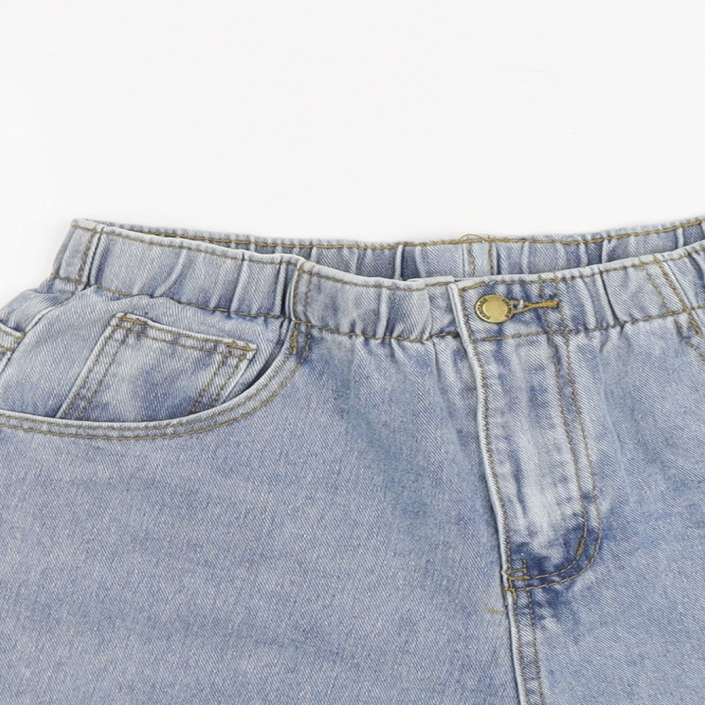 SheIn Womens Blue Cotton Hot Pants Shorts Size M L3 in Regular Button