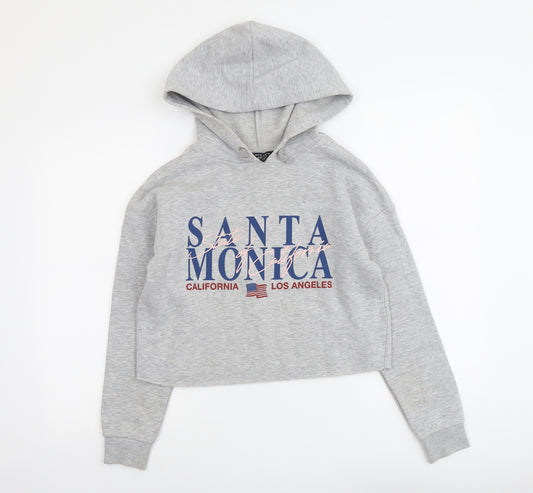 New Look Girls Grey Cotton Pullover Hoodie Size 12-13 Years Pullover - Santa Monica