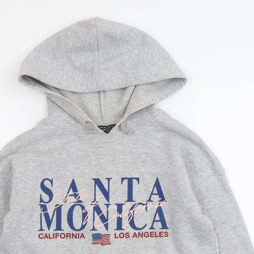 New Look Girls Grey Cotton Pullover Hoodie Size 12-13 Years Pullover - Santa Monica