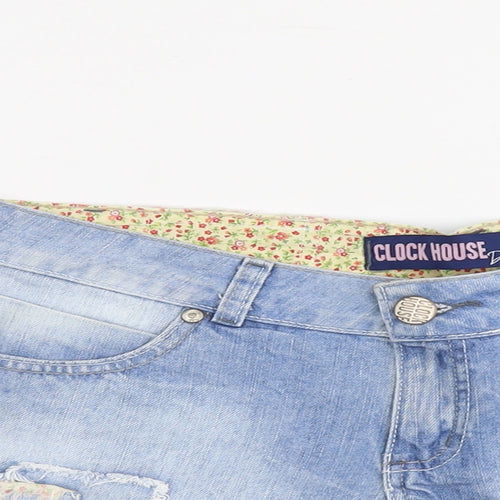 Clockhouse Womens Black Cotton Hot Pants Shorts Size 12 L3 in Regular Button
