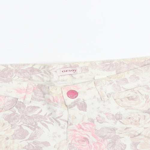 ORSAY Womens Pink Floral Cotton Hot Pants Shorts Size 8 L3 in Regular Button