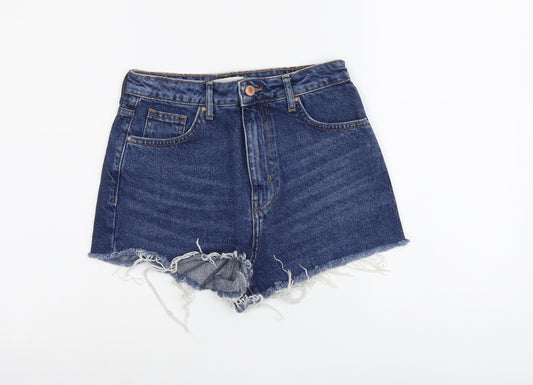 FOREVER 21 Womens Blue Cotton Hot Pants Shorts Size 24 in L3 in Regular Button