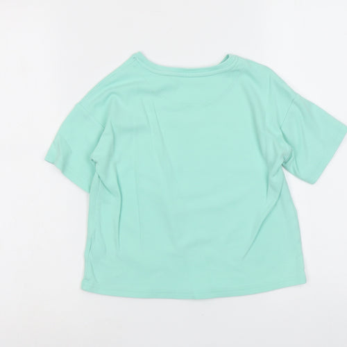NEXT Girls Green Cotton Basic T-Shirt Size 6-7 Years Round Neck Pullover - Rabbit