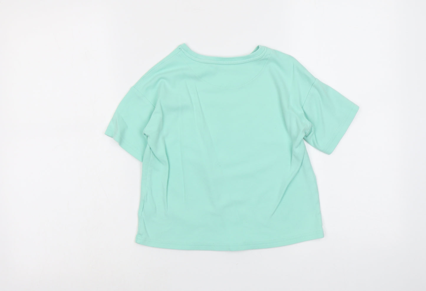 NEXT Girls Green Cotton Basic T-Shirt Size 6-7 Years Round Neck Pullover - Rabbit