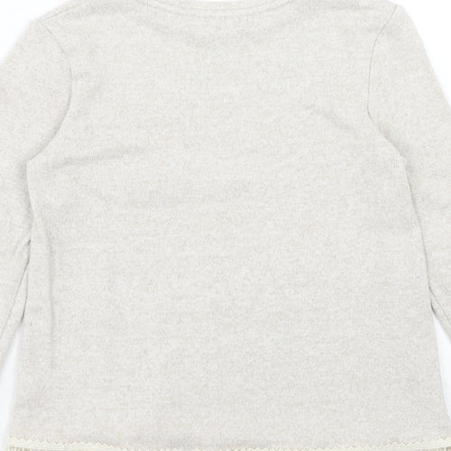George Girls Beige Viscose Pullover T-Shirt Size 8-9 Years Round Neck Pullover