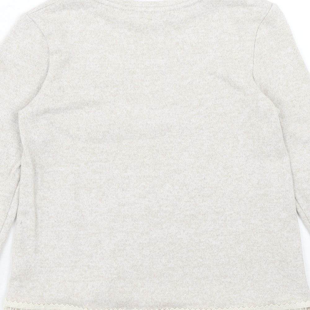 George Girls Beige Viscose Pullover T-Shirt Size 8-9 Years Round Neck Pullover
